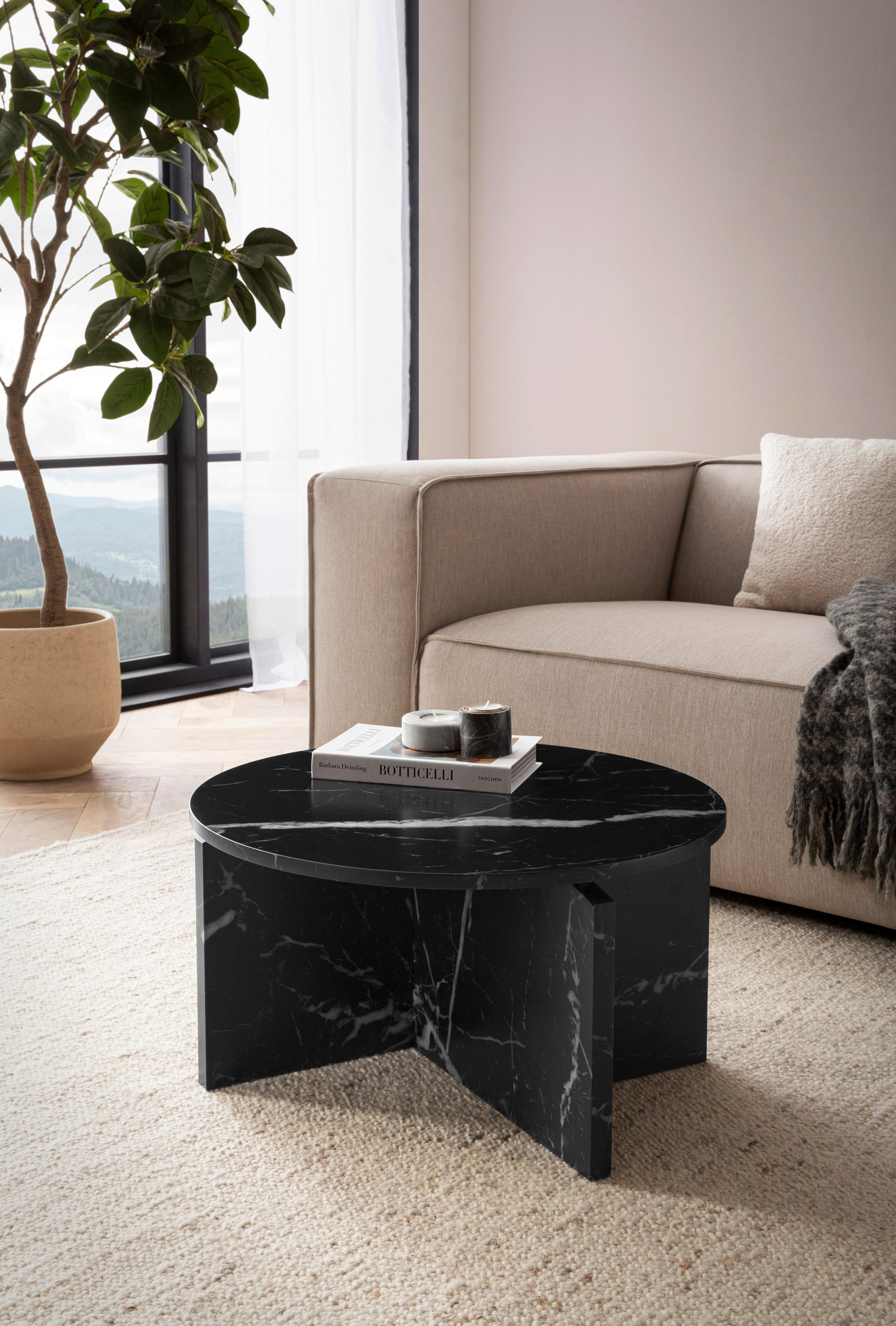 Klubska Miza Marble, Videz Marmorja - črna, Design, leseni material (60/60/33cm) - Livetastic