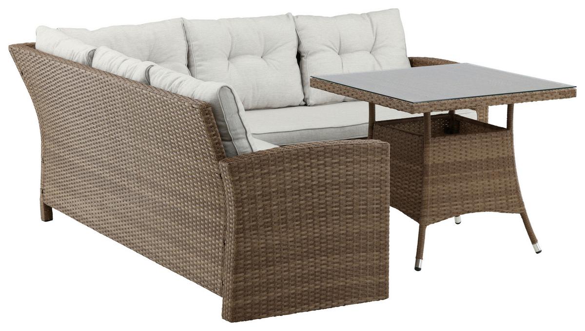 Loungegarnitur Watford Brau/Hellgrau - Braun, KONVENTIONELL, Holz - Gardenson
