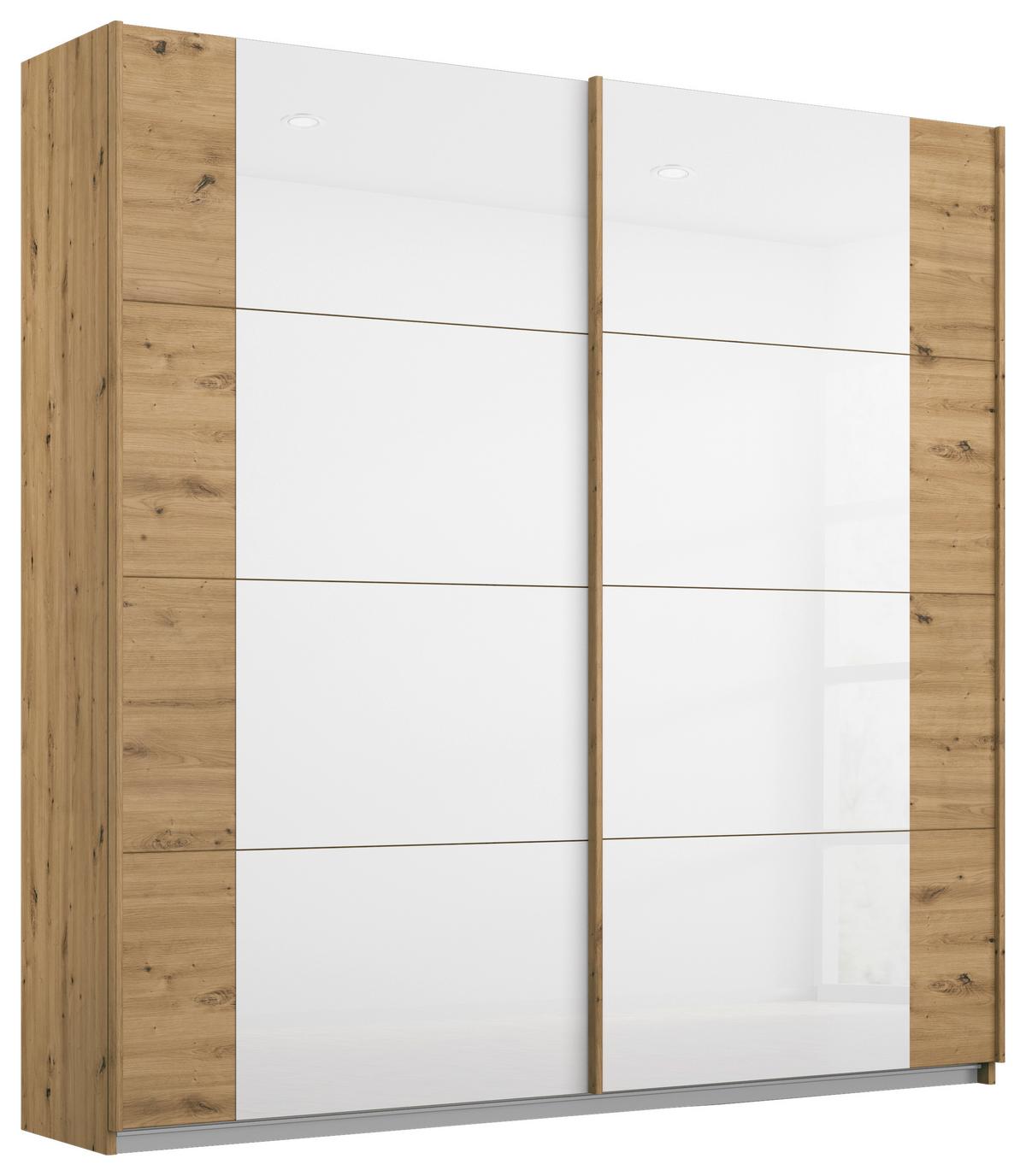 DULAP USI CULISANTE ARTEMIS - alb/stejar Artisan, Modern, sticlă/material pe bază de lemn (181/210/62cm) - Modern Living