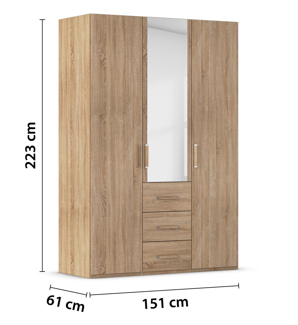 Omara S Klasičnimi Vrati Evelyn, Barva Hrasta - hrast sonoma, Design, umetna masa/steklo (151/223/60cm) - Novel