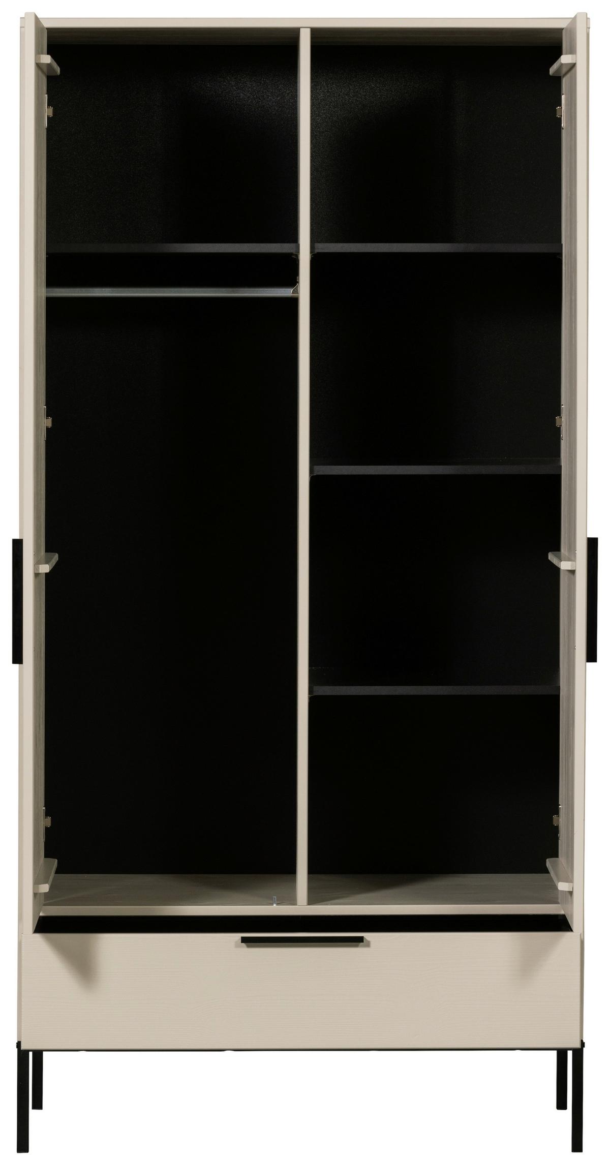 Garderobenschrank Adam Hellgrau B: 100 cm - Hellgrau/Schwarz, Design, Holz/Holzwerkstoff (100/200/53cm) - Livetastic