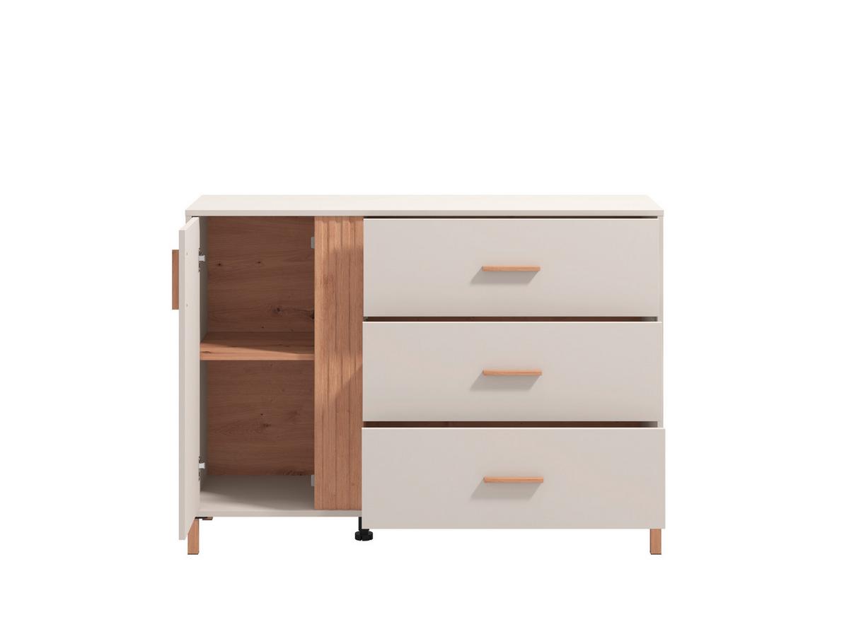 Komód Belfort - kasmírszínű, Modern, faalapú anyag (125/90/40cm)