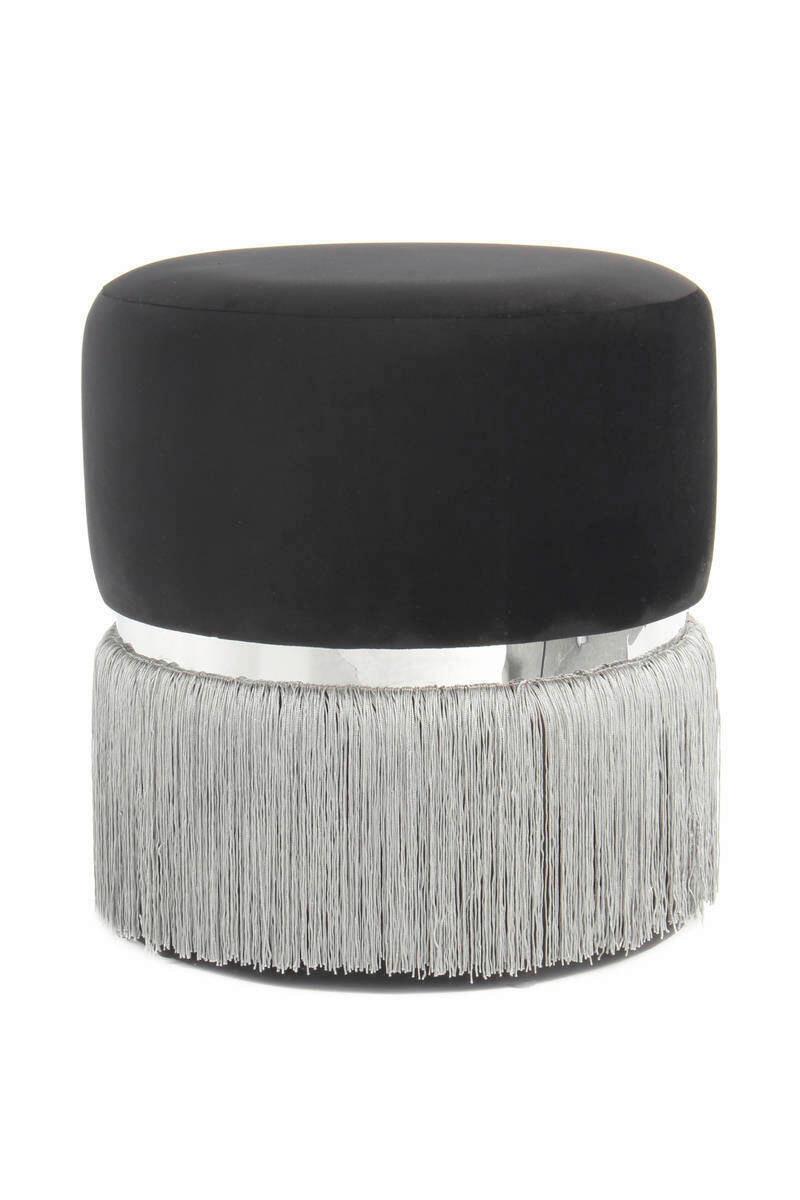 HOCKER HT46W-BLK - Silberfarben/Schwarz, Basics, Holzwerkstoff/Textil (41/44,5/41cm) - Kayoom