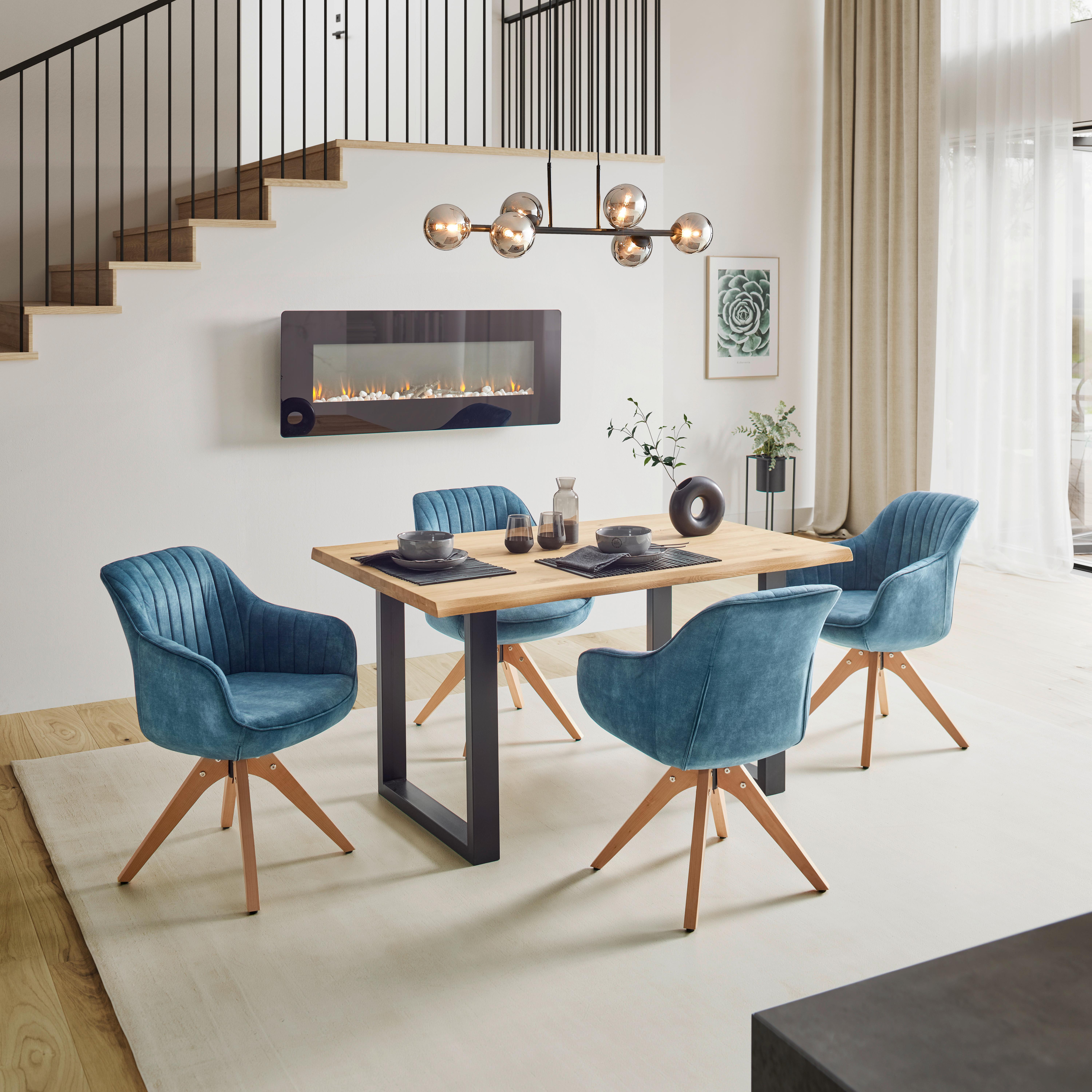 MATBORD CANU - svart/ekfärgad, Modern, metall/trä (140/90/75cm) - Zandiara