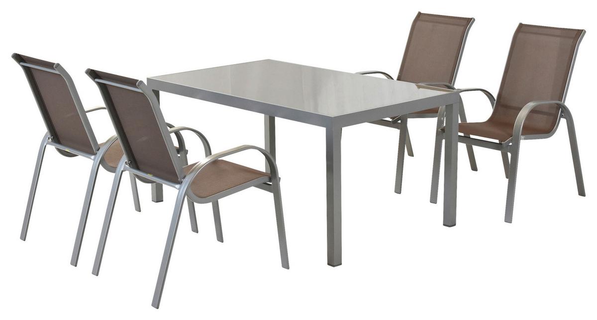 GARTENSET AMALFI - Taupe/Silberfarben, MODERN, Textil/Metall - Gardenson