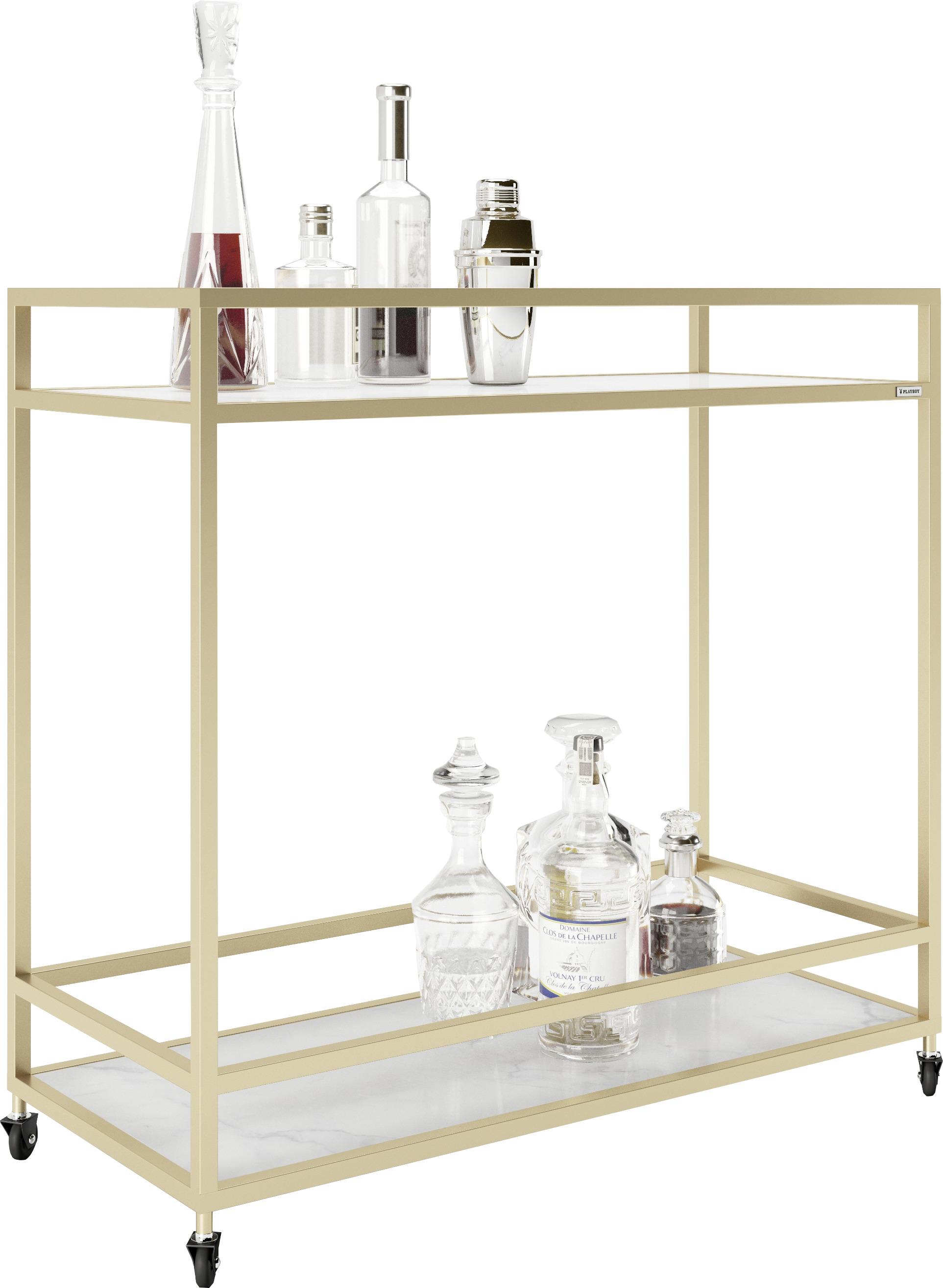 PLAYBOY Servierwagen Ginger Glas/Metall Goldfarben - Goldfarben, Design, Glas/Metall (90/40/87cm) - Playboy
