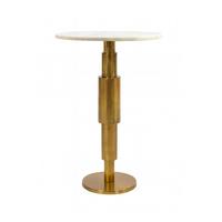 Beistelltisch Wl7.370 - Weiss/Goldfarben, Design, Stein/Metall (37/37/59cm) - Livetastic