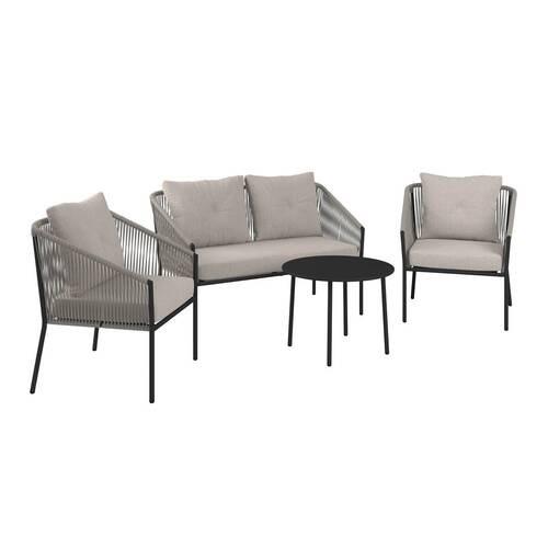 Gartenset Reini Dungelgrau/Beige, 4-teilig - Dunkelgrau/Beige, MODERN, Textil/Metall (120/74/68cm) - Mömax