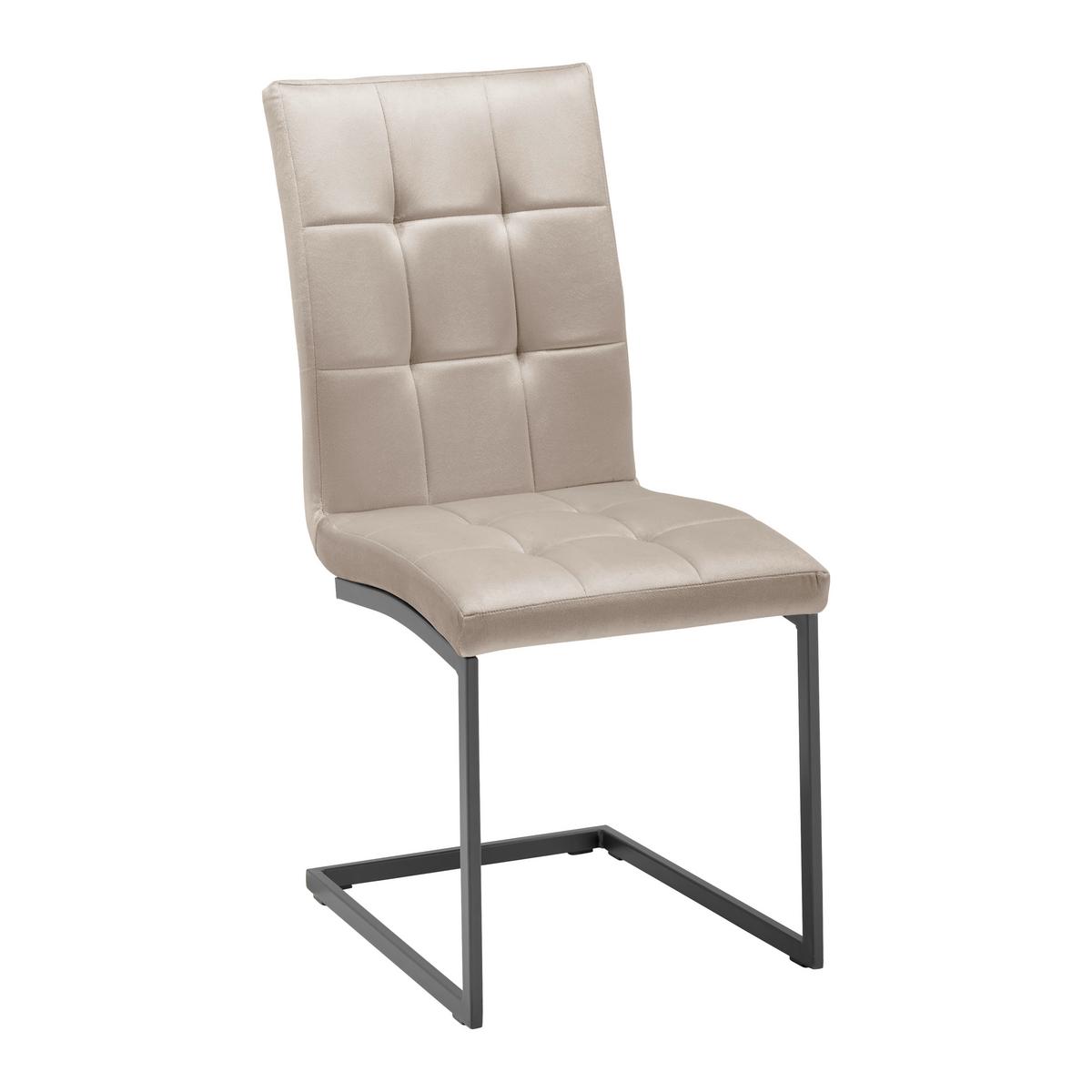 ZESTAW KRZESEŁ NA PŁOZIE MELA - taupe, Modern, metal/tkanina (44/95/60cm) - Bessagi Home