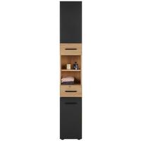 Hochschrank in Grau/Eichefarben - Eichefarben/Schwarz, MODERN, Holzwerkstoff/Kunststoff (30/190/30cm) - Mömax