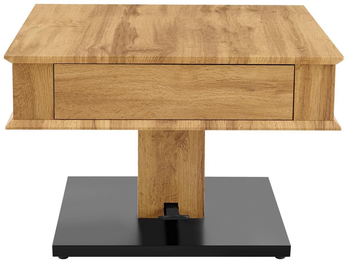 STOLIK KAWOWY RAJANA - kolor dębowy/czarny, Design, materiał drewnopochodny/metal (70/70/46,5-66cm) - Carryhome