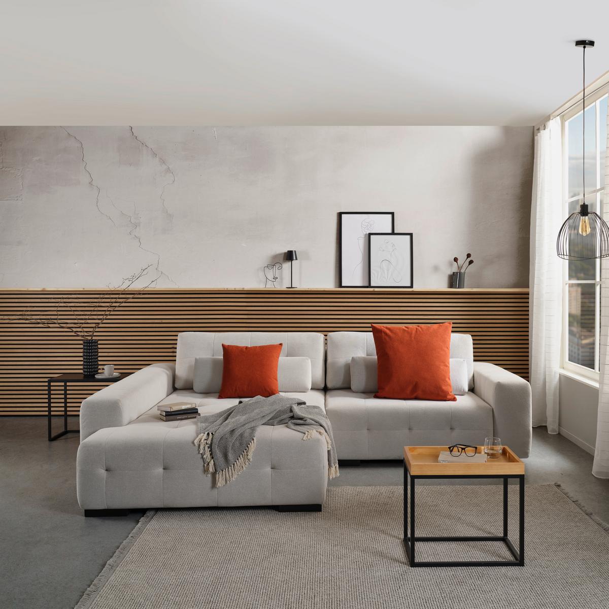 Kutna Garnitura Chance - bež/crvena, Moderno, drvni materijal/tekstil (201/301cm) - Modern Living