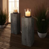 KERZENHALTER inkl. Glas H ca. 78 cm 'Ria' - Weiß, MODERN, Holz (4,3kg) - Bessagi Home