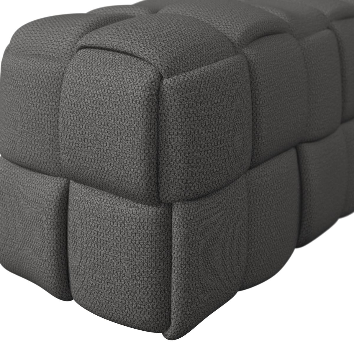 Bettbank Ella Bouclé Dunkelgrau - Dunkelgrau/Schwarz, MODERN, Holz/Kunststoff (110/45/45cm) - Bessagi Home