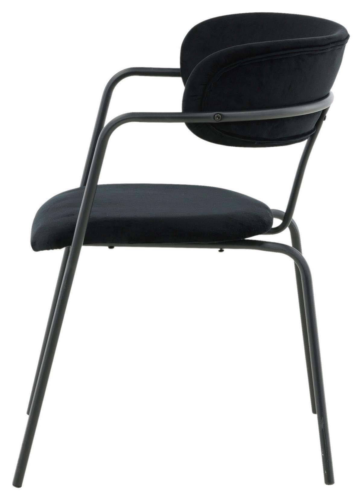 Stuhl-Set Arrow 2er-Set ca. 58x79 cm Samt Schwarz - Schwarz, Design, Textil/Metall (58/79/61cm) - Livetastic