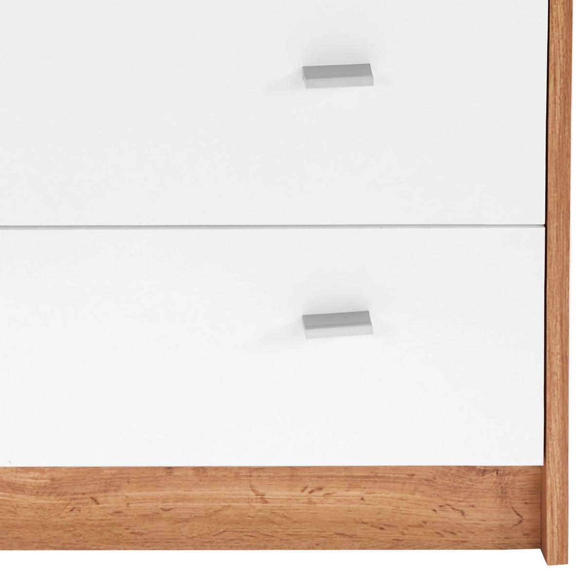 Komoda 4-you New, Bela, Barva Hrasta - barve kroma/črna, Moderno, leseni material (74/85,4/44,5cm) - Mömax