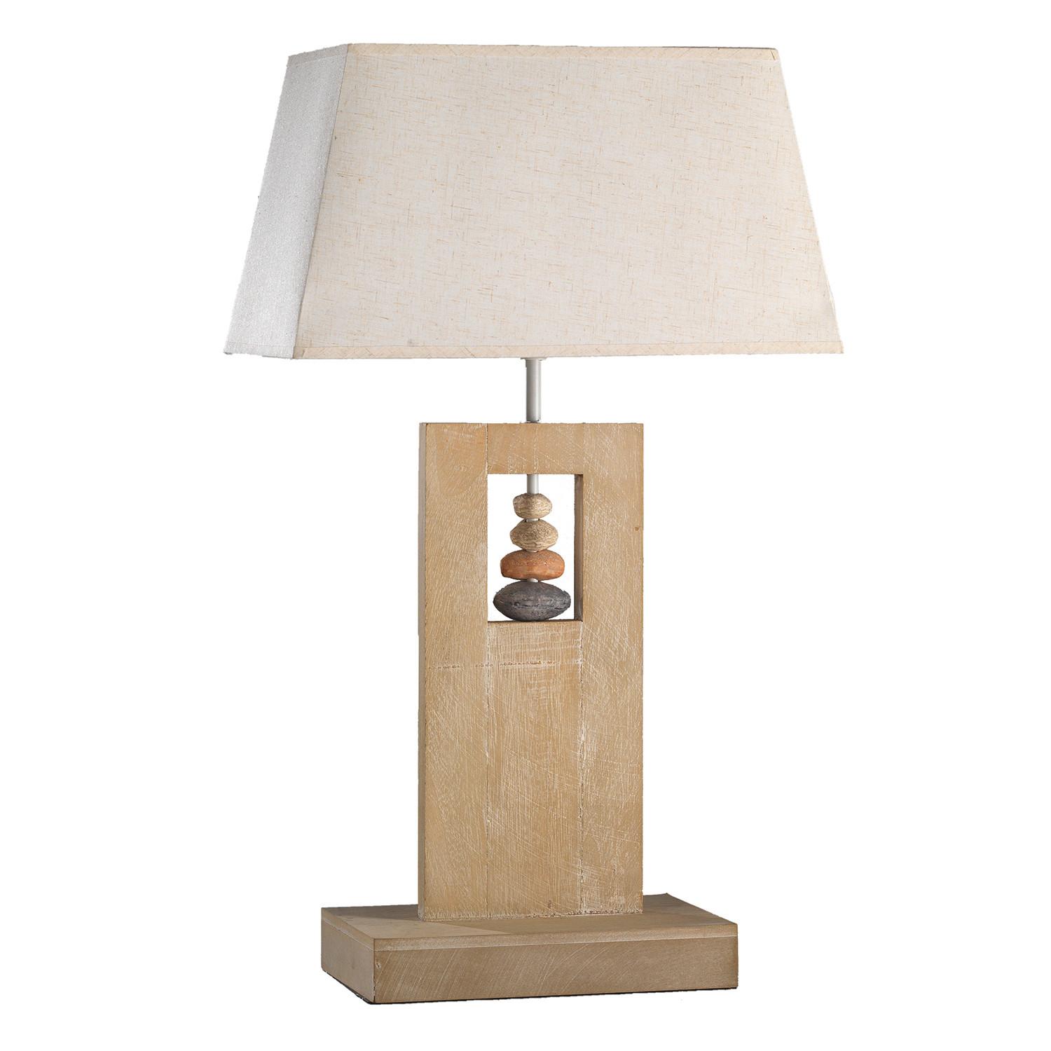 Tischleuchte Miriel Beige max. 22 Watt - Beige, Natur, Holz/Textil (45/23/75cm)
