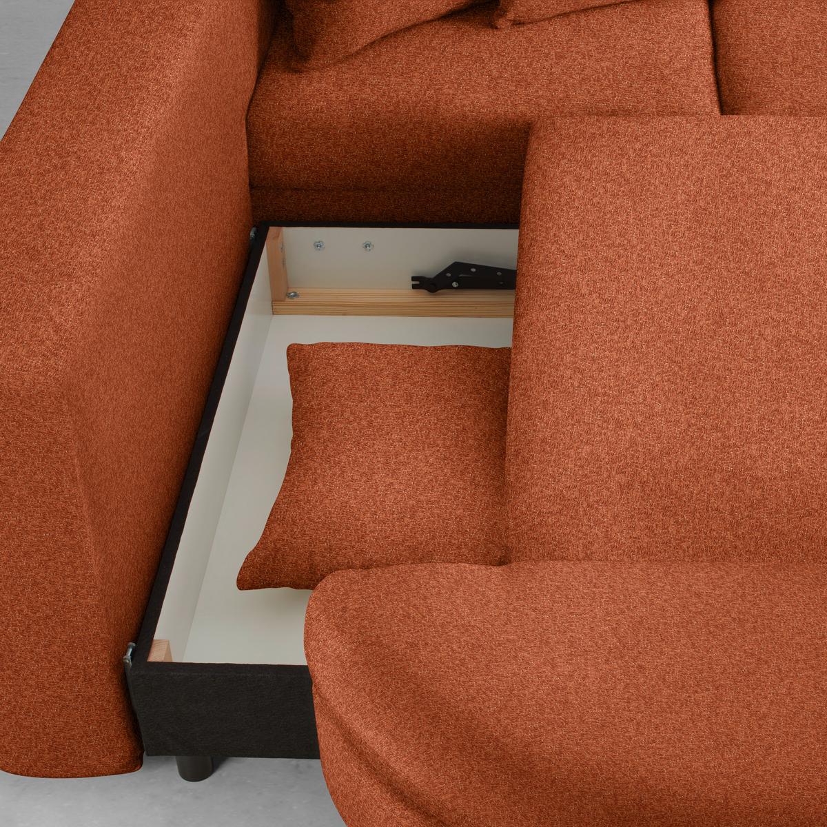 Ecksofa Axel Rostfarben - Rostfarben/Schwarz, MODERN, Textil/Metall (250/87/291cm) - Mömax