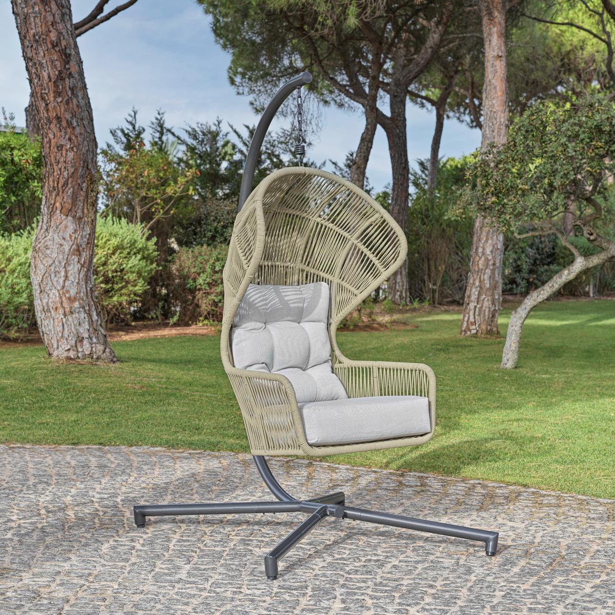 Viseči Stol Paris, Bež - bela/barve limete, Moderno, kovina/umetna masa (110/198/117cm) - Beldano