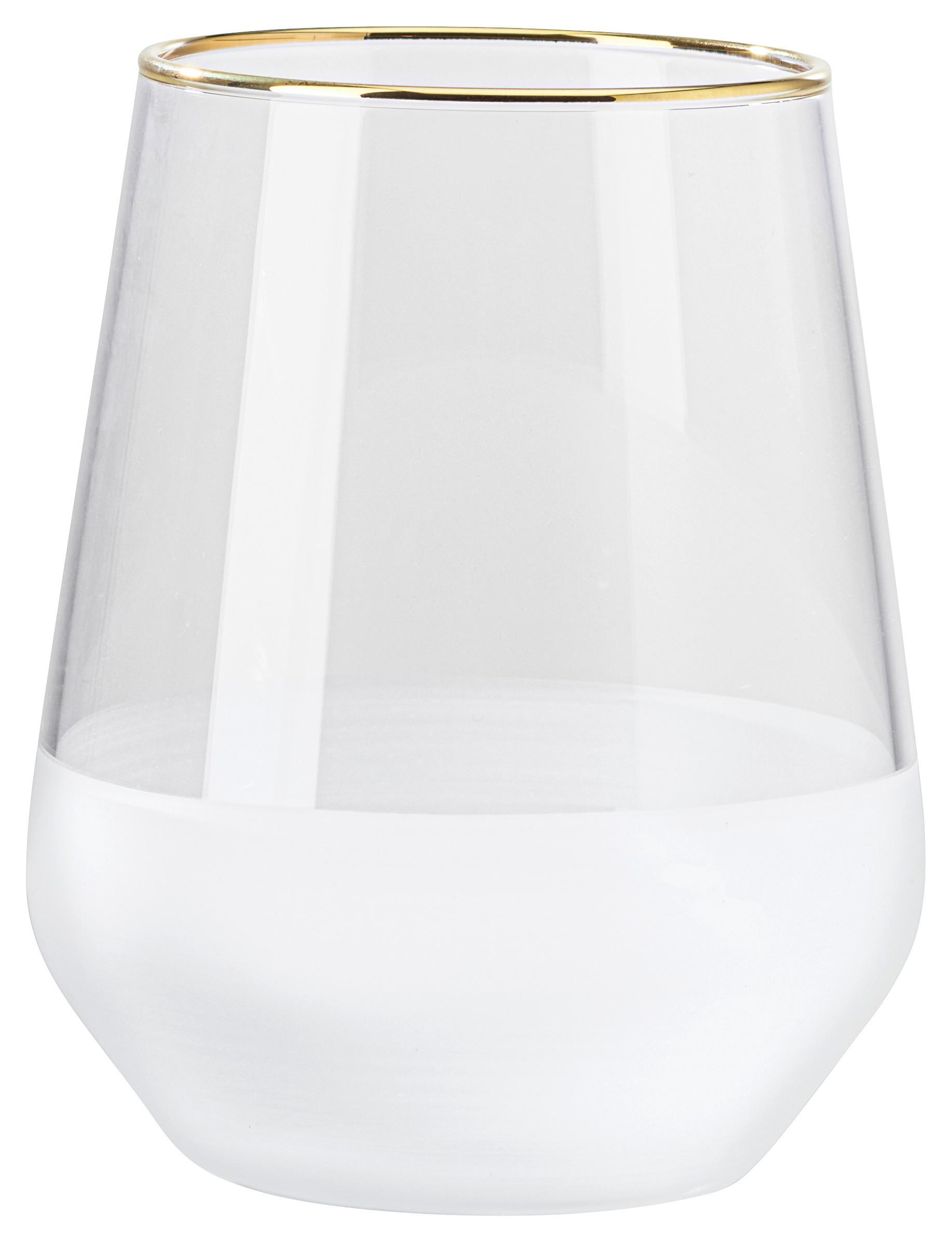 Trinkglas Goldline in Weiss ca. 425ml - Weiss, Modern, Glas (6,8/11cm) - Premium Living