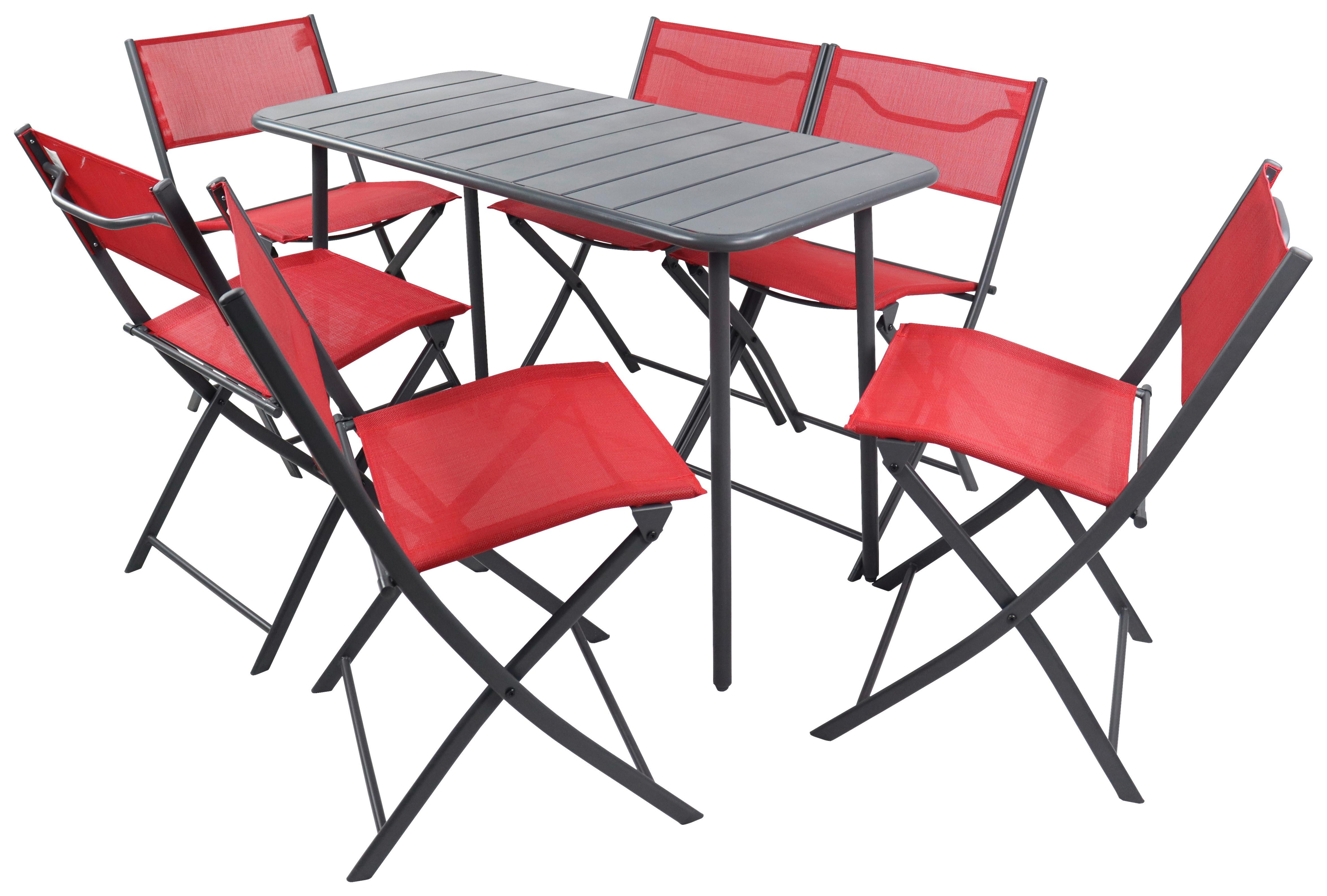 Vrtna Garnitura Sumila, Rdeča, Črna, 7-Delno - rdeča/črna, Moderno, kovina/umetna masa - Ambia Garden
