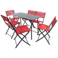 Vrtna Garnitura Sumila, Rdeča, Črna, 7-Delno - rdeča/črna, Moderno, kovina/umetna masa - Ambia Garden