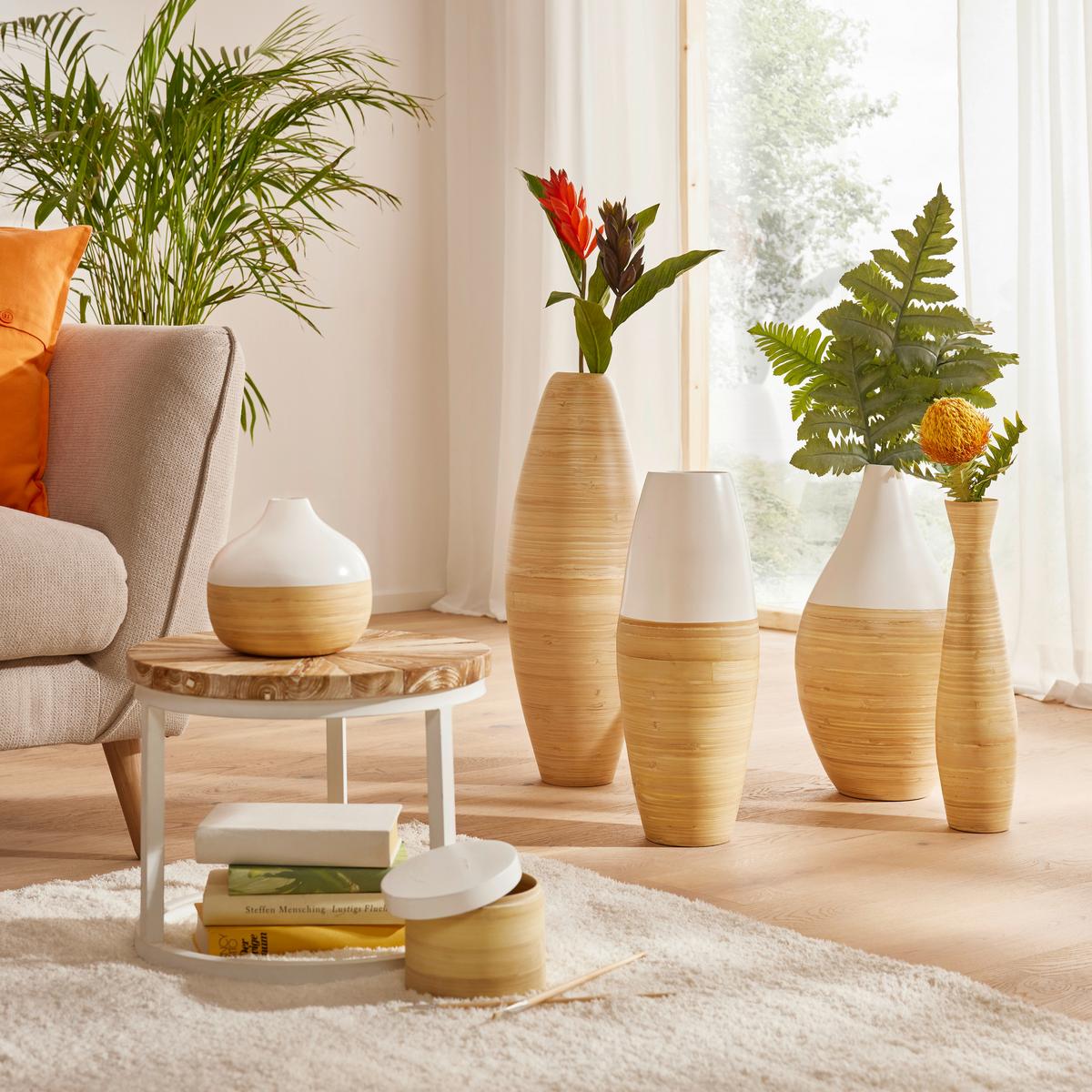 Vase Naturelle Weiß/Natur - Naturfarben/Weiß, Holz (18/17cm) - Zandiara