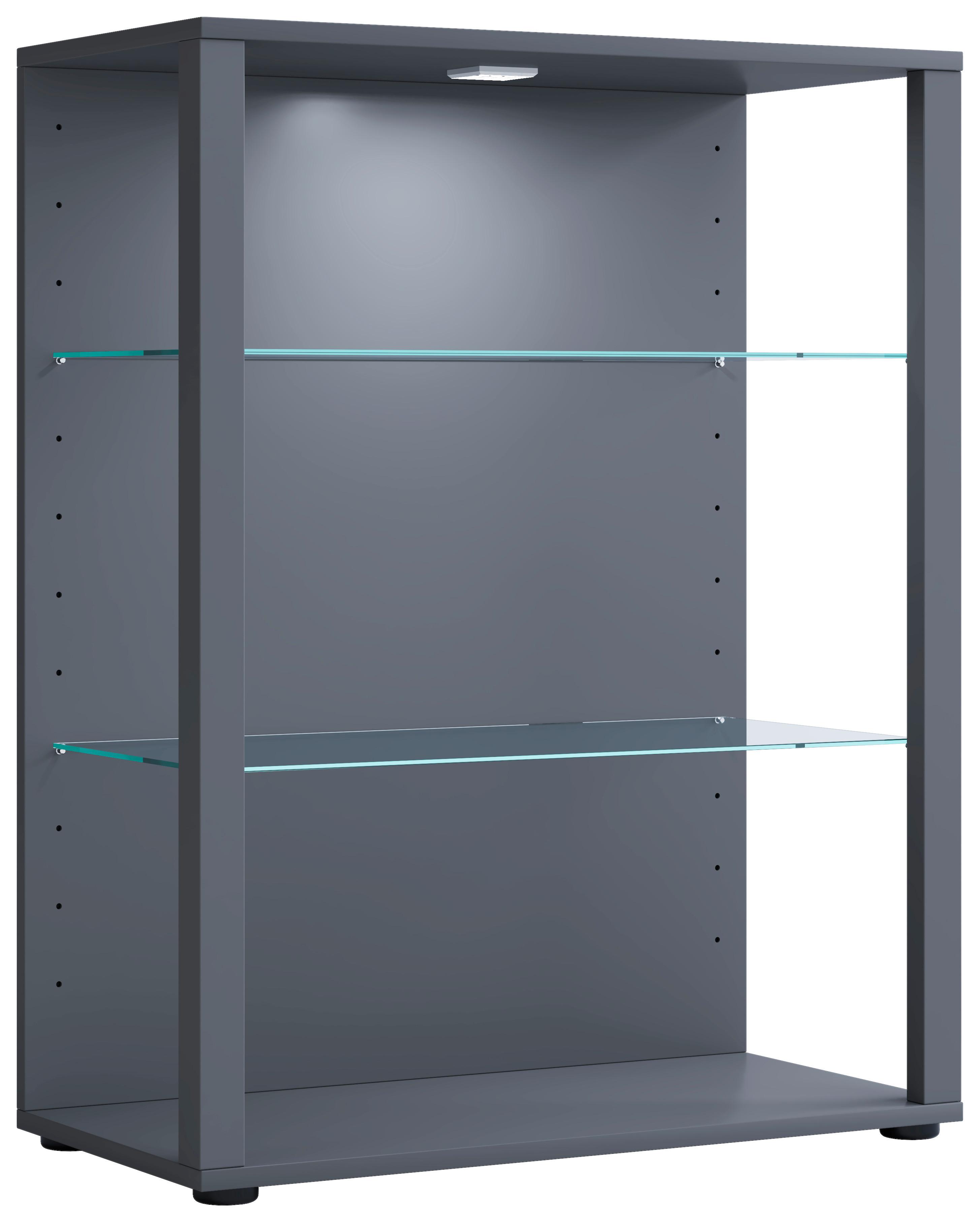 Vitrina Glasol Xl, Siva - črna/antracit, Moderno, umetna masa/steklo (70/90/35cm) - MID.YOU