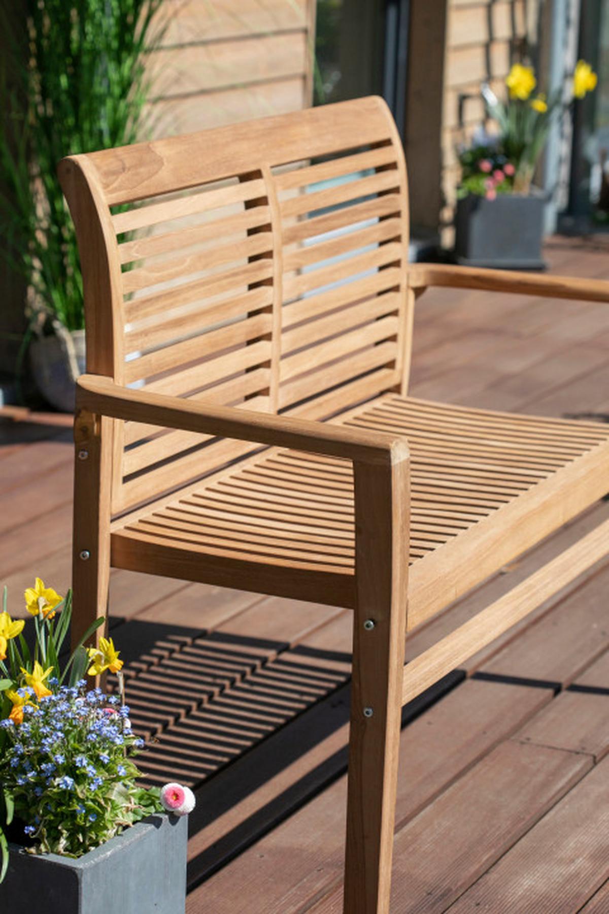 Gartenbank Woodie Teak stapelbar - Basics, Holz (120/92/52cm) - Gardenson