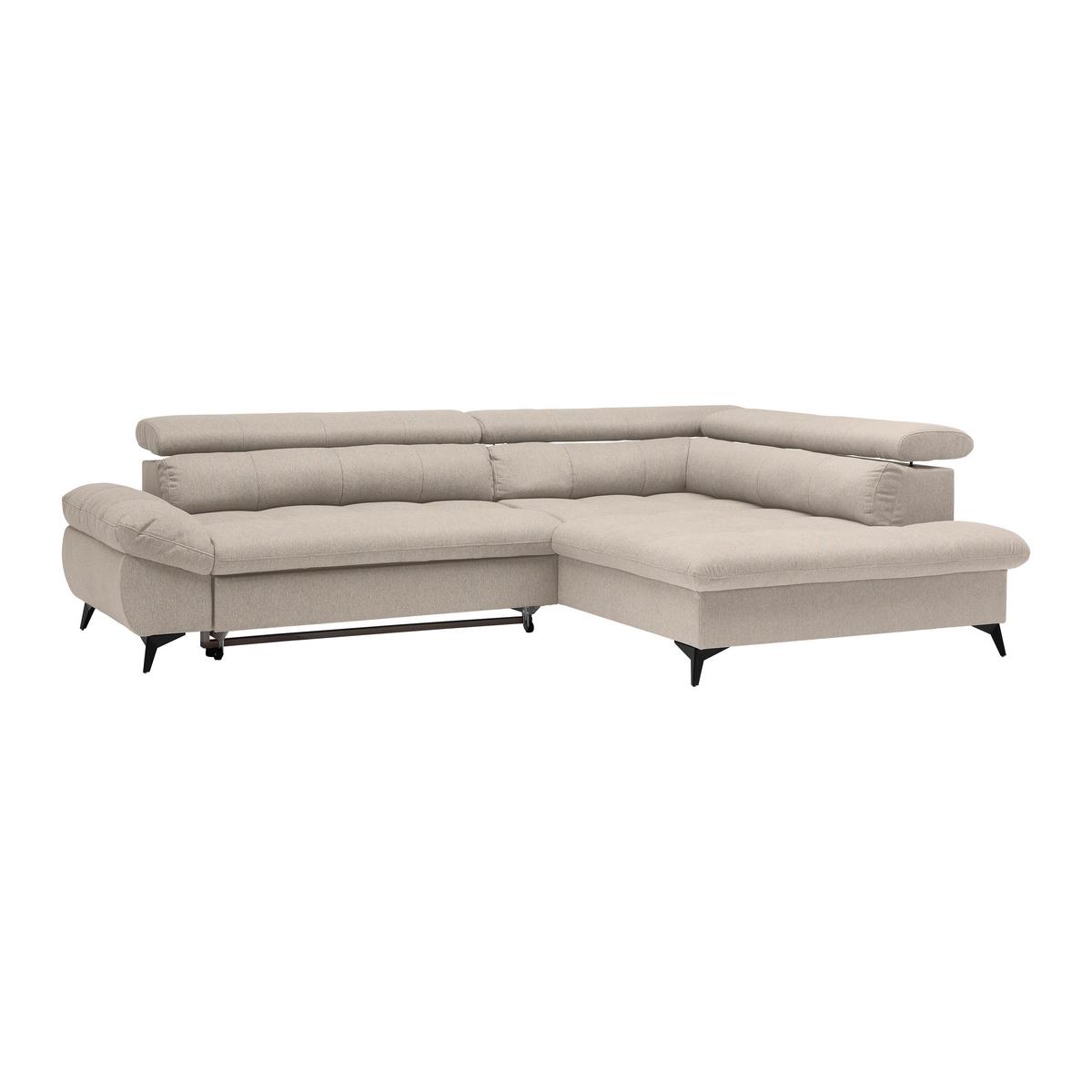 Wohnlandschaft Alberto Beige - Beige/Schwarz, MODERN, Textil/Metall (296/201cm) - Mömax