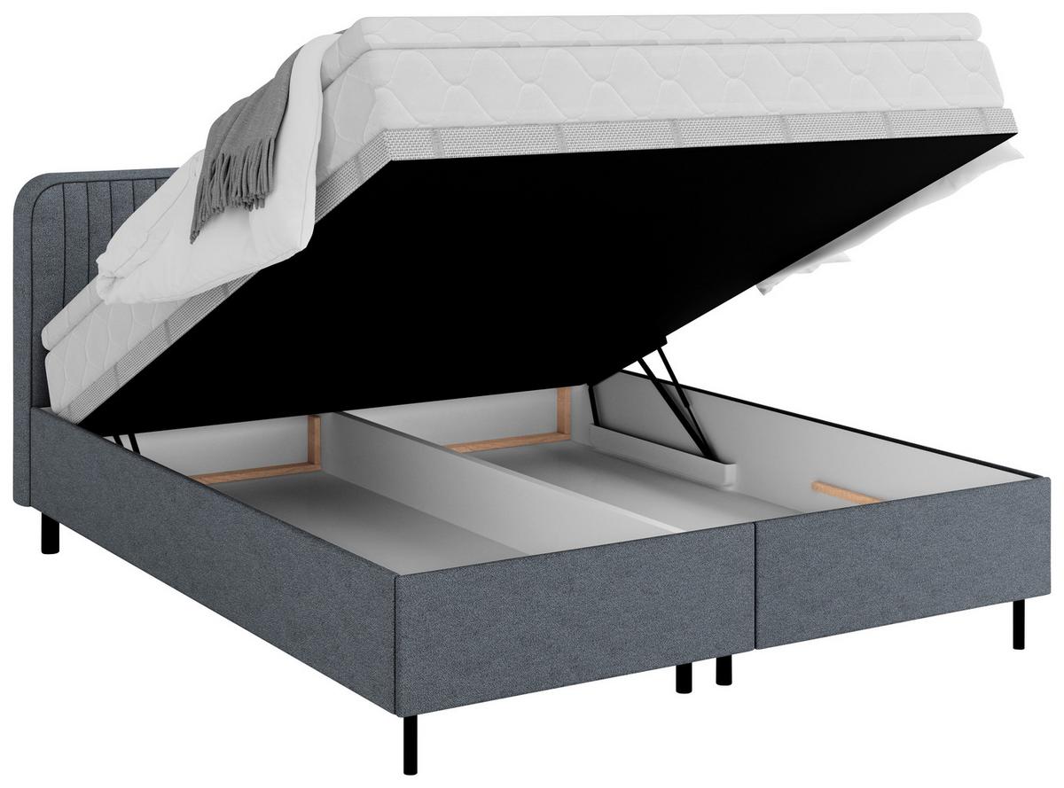Boxbett Livetto Anthrazit ca. 180x200cm - Anthrazit/Schwarz, KONVENTIONELL, Holz/Textil (180/200cm) - Mömax