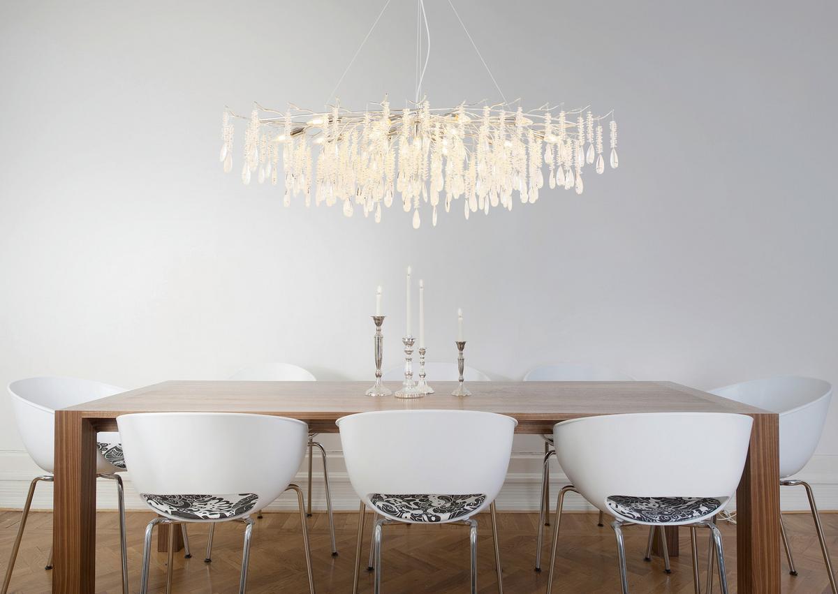 Viseća Svjetiljka Kinga - srebrne boje/prozirno, Konvencionalno, staklo/metal (150/60/120cm) - Globo