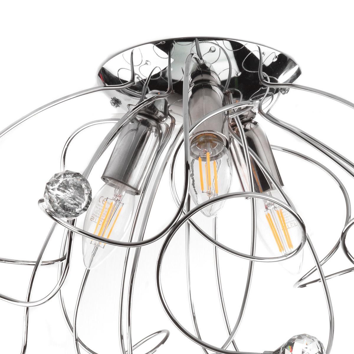 Deckenleuchte Trilly Chromfarben max. 6 Watt - Chromfarben, KONVENTIONELL, Glas/Metall (55/45cm)