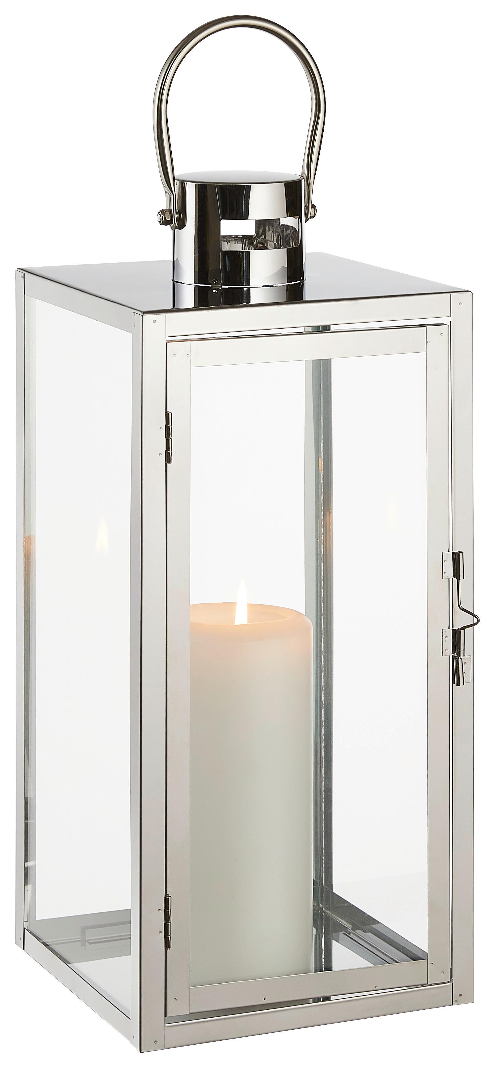 LATARNIA XL07201-SET3 - kolor srebrny/kolor chromowy, Lifestyle, metal/szkło (17/40/17cm) - Ambia Home