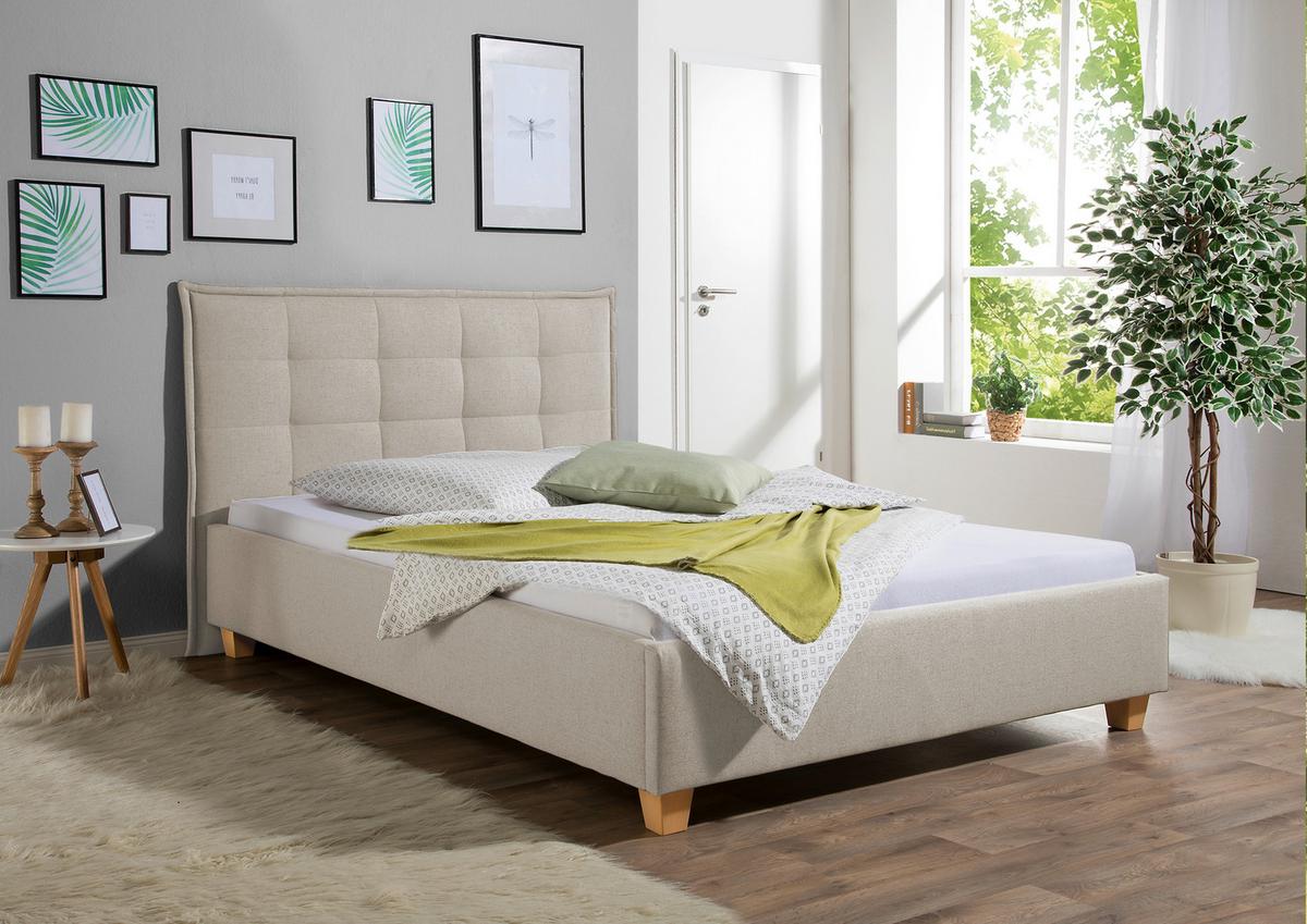 Polsterbett Tracy Beige ca. 140x200 cm - Beige/Naturfarben, MODERN, Holz/Textil (140/200cm) - Livetastic