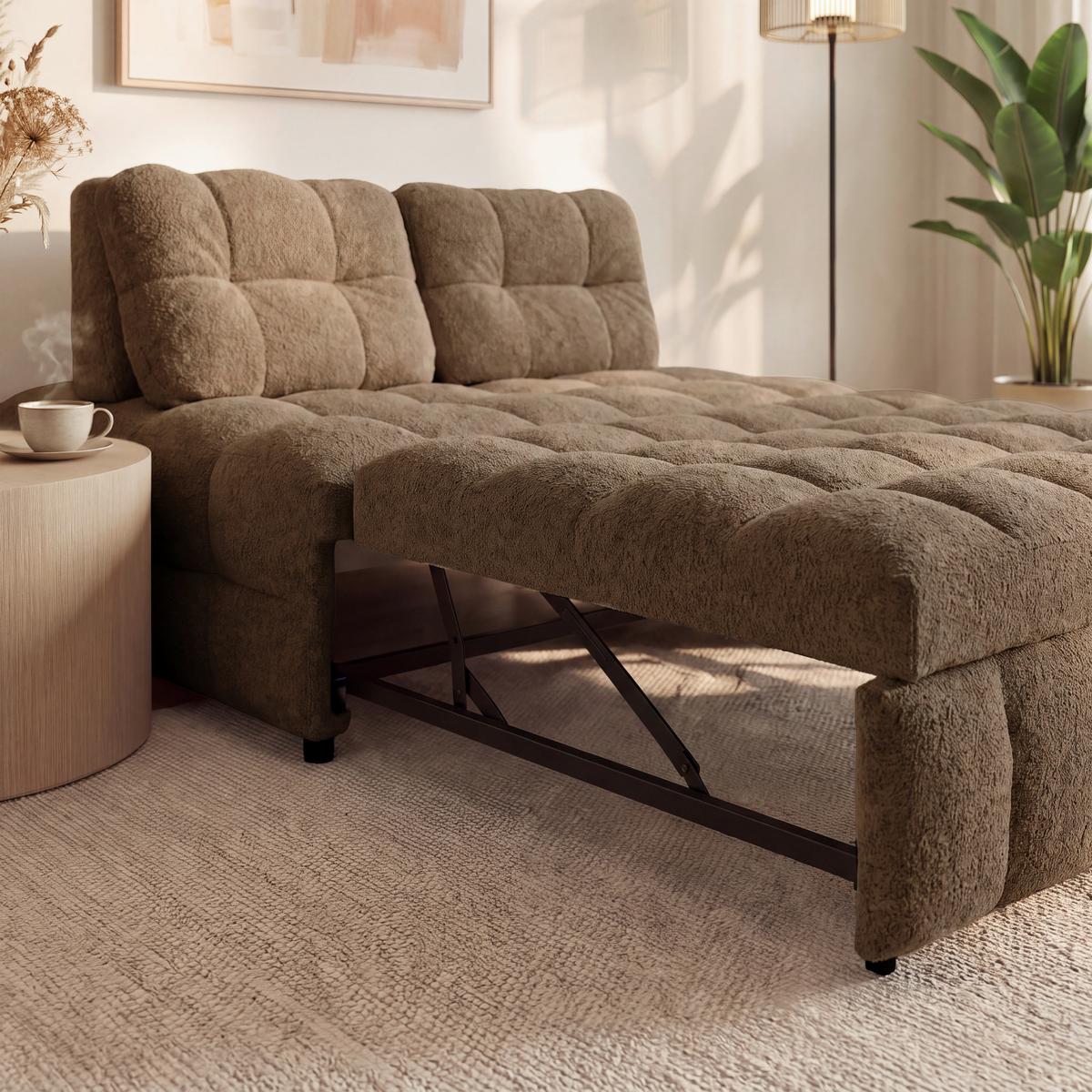 Schlafsofa Liara Webstoff Mokka - Schwarz/Mokka, MODERN, Holz/Textil (137/87/110cm) - Bessagi Home