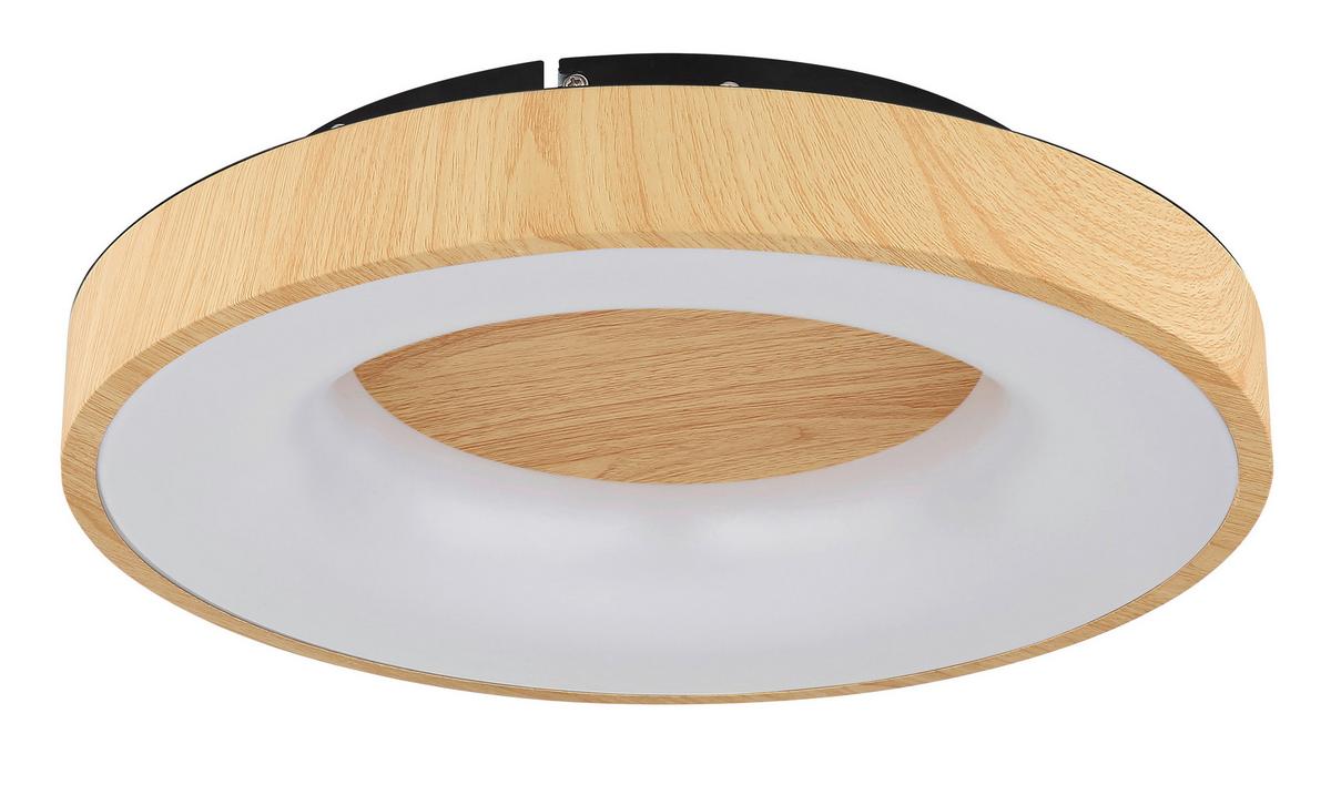 Stropna Led-svetilka Jolli, S Sijalko - črna/opal, Natur, kovina/umetna masa (40/10cm) - Globo