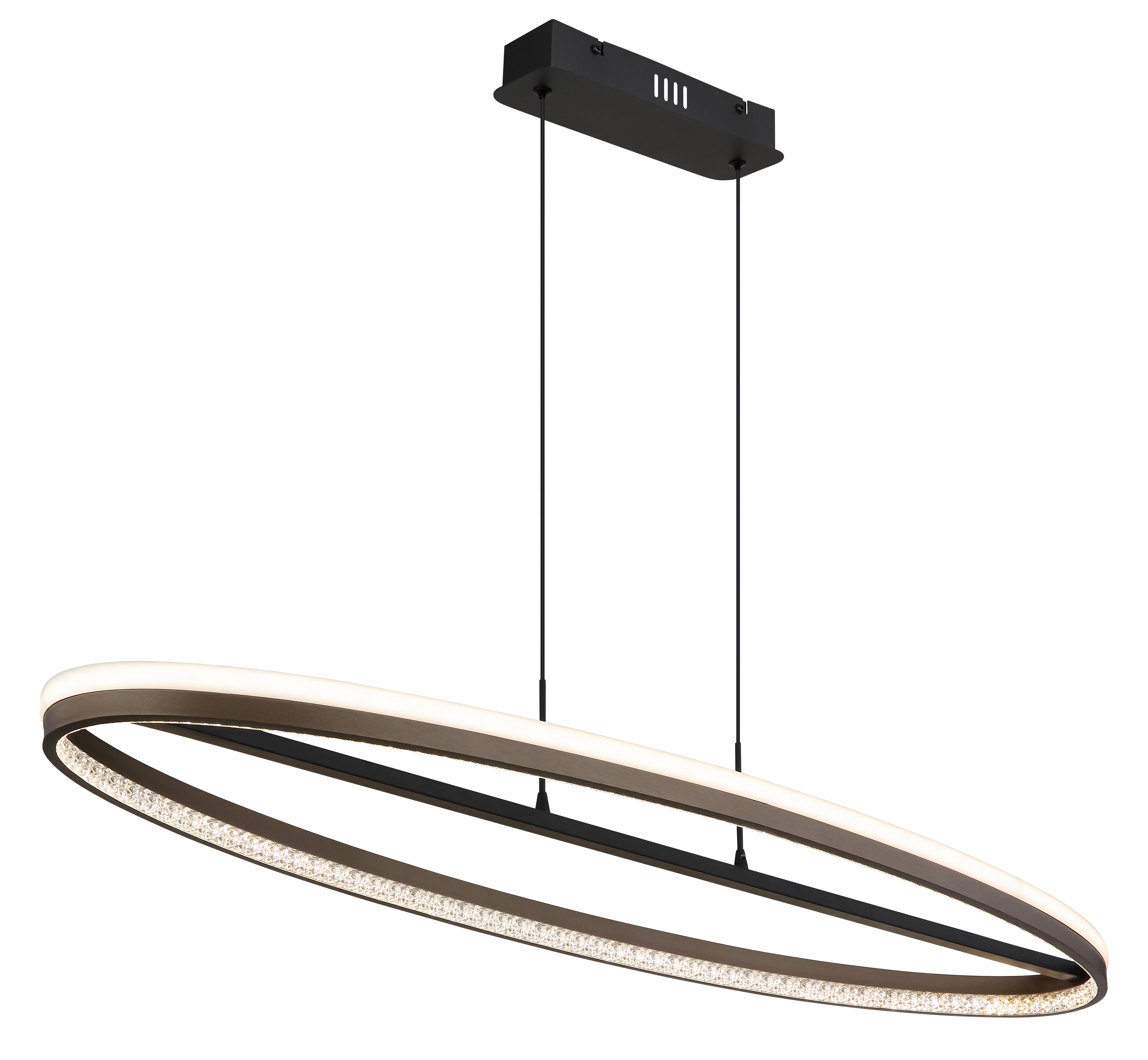 LED-HÄNGELEUCHTE 67179H1 - Klar/Dunkelgrau, Design, Kunststoff/Metall (101/29/150cm) - Globo