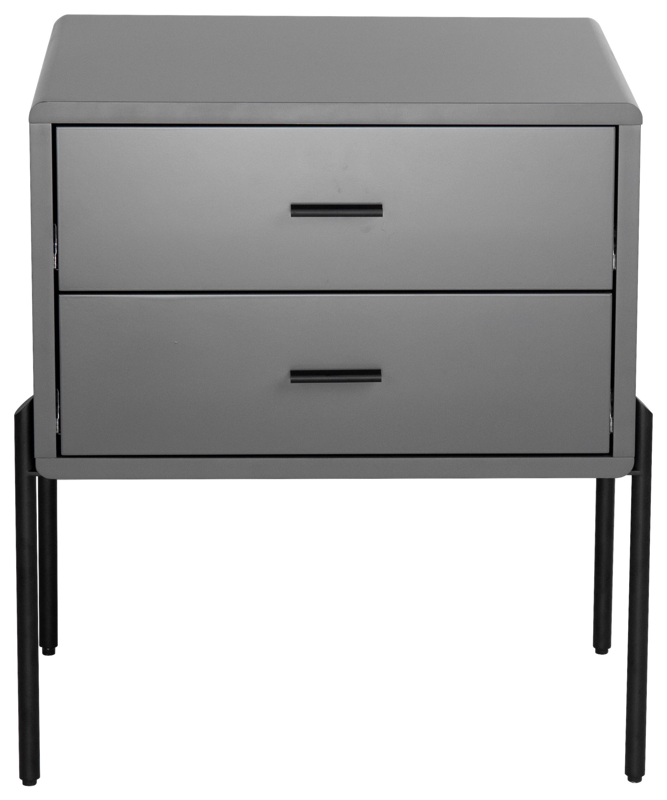 Nočna Omarica Pelotas - črna/siva, Moderno, kovina/leseni material (50/60/40cm) - Premium Living