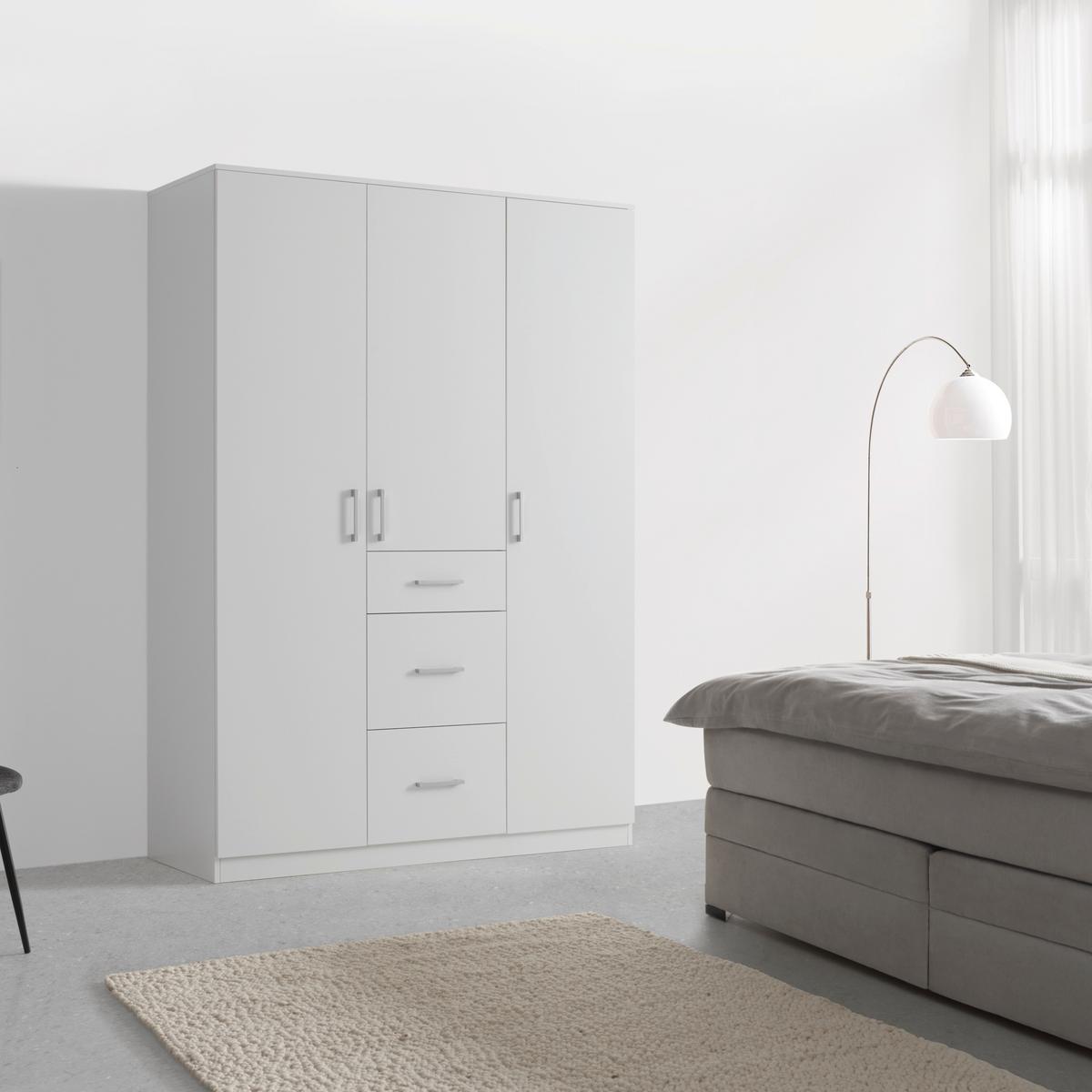 Drehtürenschrank Lasse 3T in Weiss ca. 135x197x55cm - Weiss, Konventionell, Holz (135/197/55cm) - Mömax