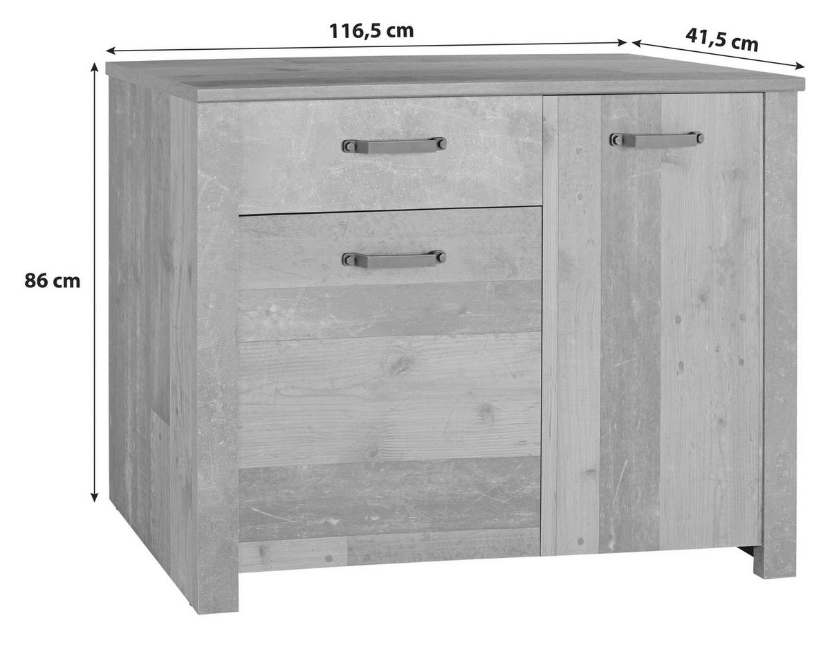 Komoda Ontario Ontk02 - boje hrasta/tamno siva, Moderno, drvni materijal/plastika (116,5/86/41,5cm) - Zandiara