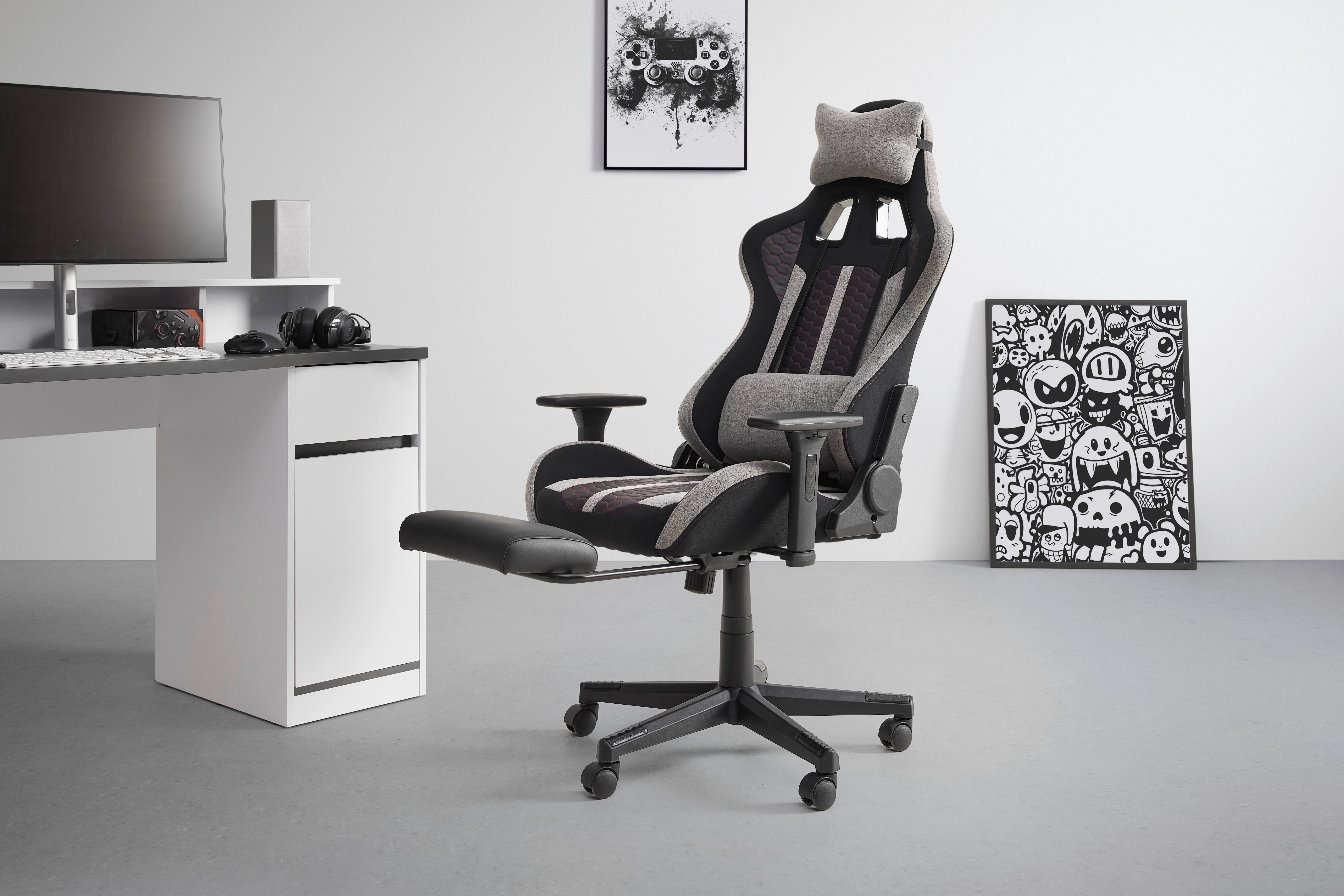 GAMINGSTOL RACER II -EXKLUSIV- - grå/svart, Modern, metall/textil (63/114/62cm) - Mömax