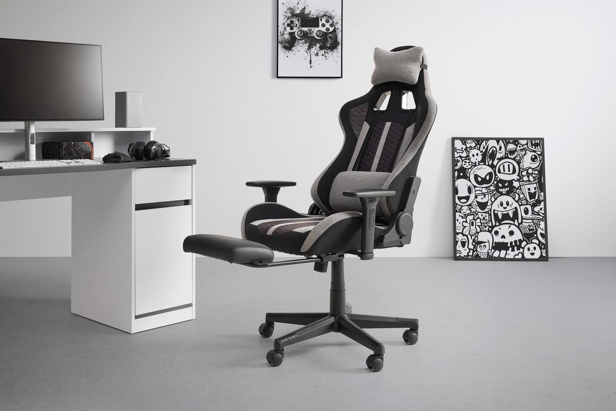 Gaming Stol Racer Ii - siva/črna, Moderno, kovina/umetna masa (63/114/62cm) - Mömax