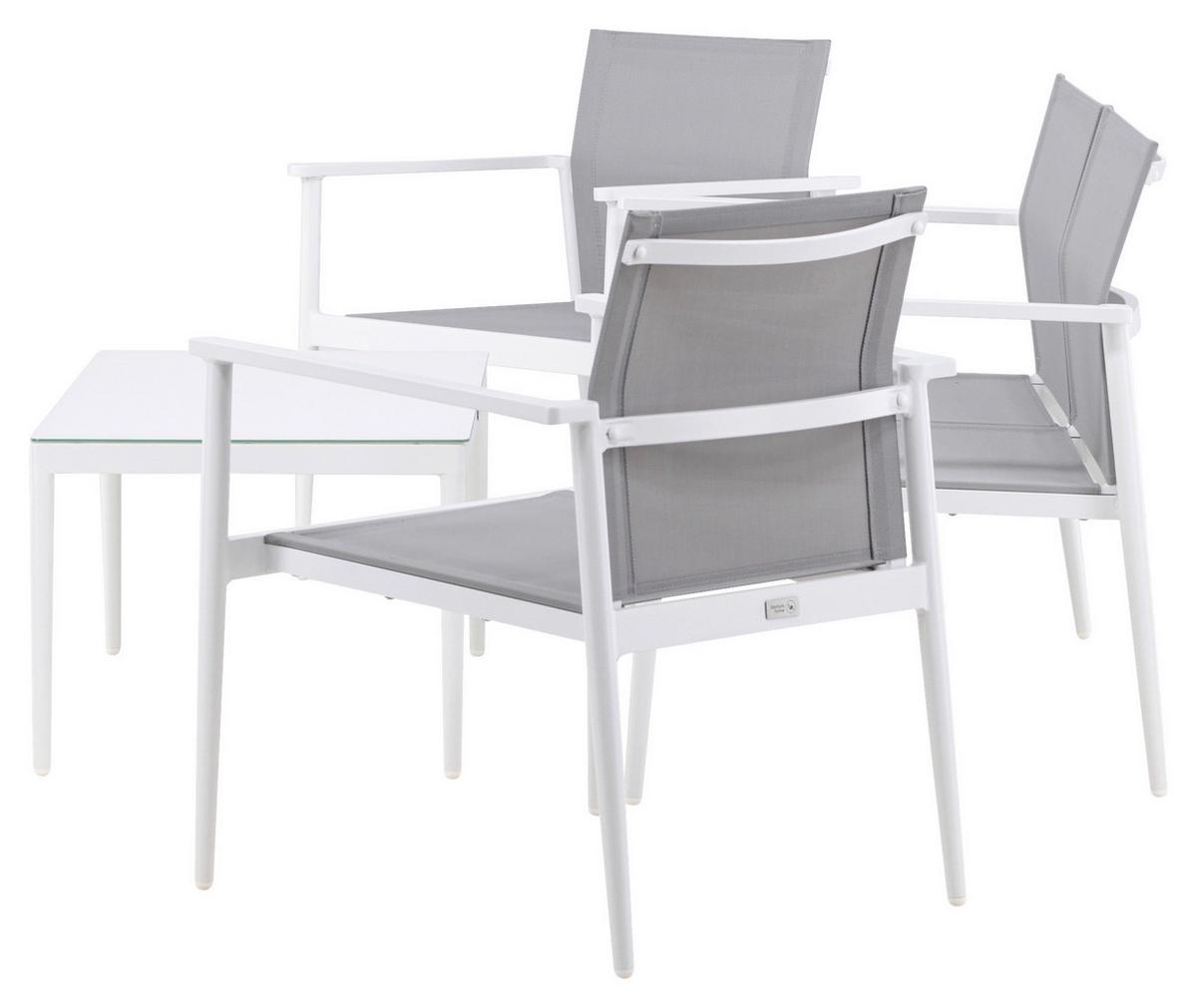 Loungegarnitur Break Weiß/Grau - Weiß/Grau, KONVENTIONELL, Glas/Textil - Gardenson