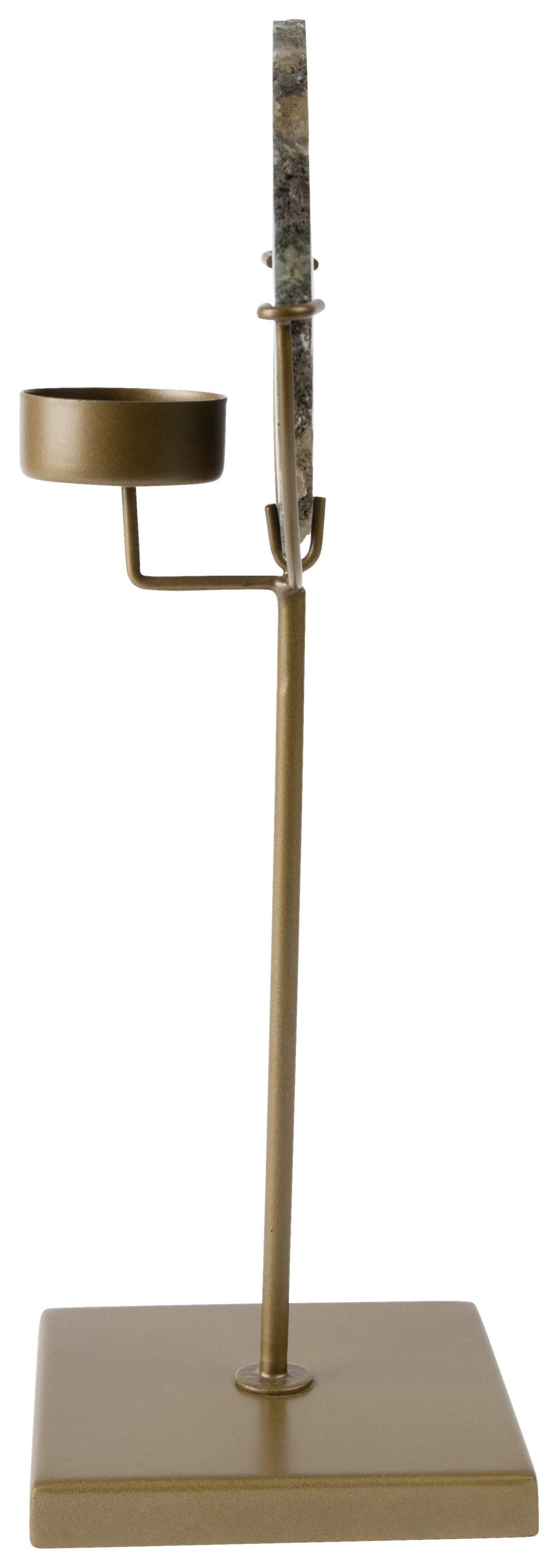 ŚWIECZNIK CANDLE HOLDER GEM GREEN - zielony/kolor brązu, Basics, kamień/metal (10/10/30cm) - Dutchbone