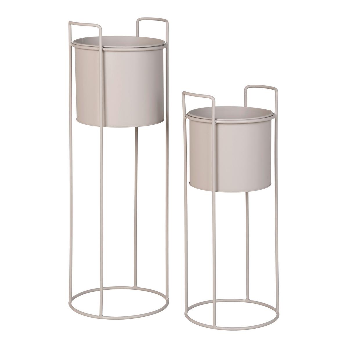 Übertopf-Set Rabo Flowerpot Beige 2-teilig - Beige, Design, Metall