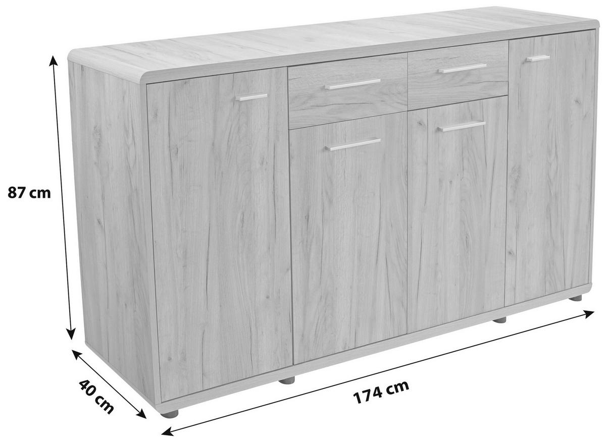 Comodă FONTANA - culoare lemn stejar, Modern, material pe bază de lemn (174/87/40cm) - Modern Living