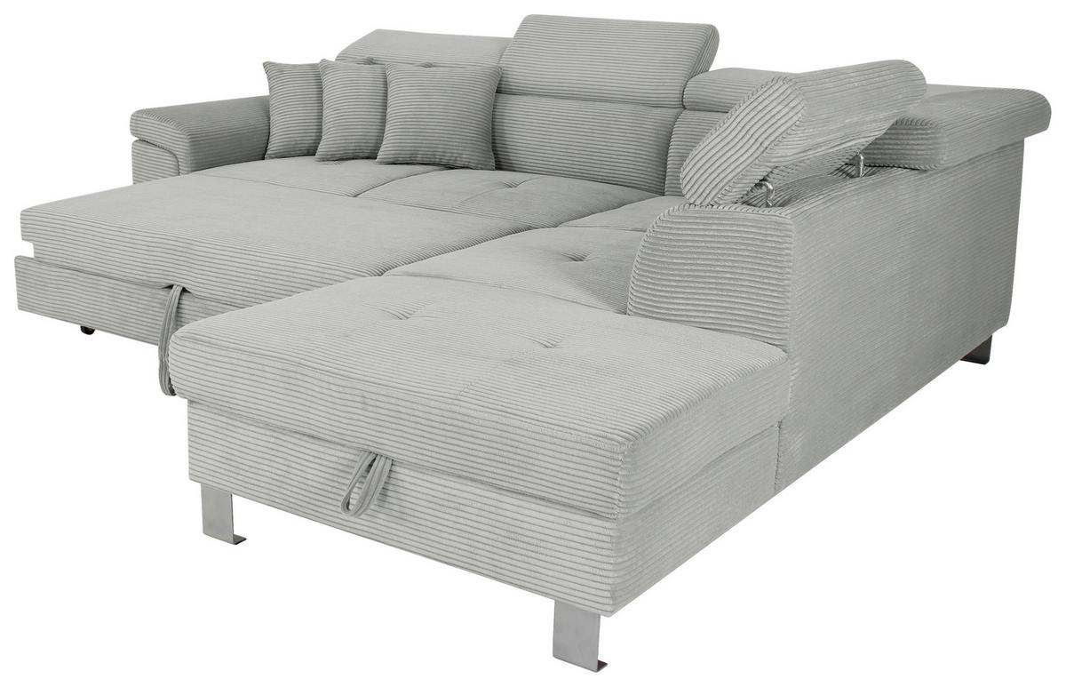 NAROŻNIK PINK - kolor srebrny/szary, Design, metal/tkanina (257/226cm) - Xora