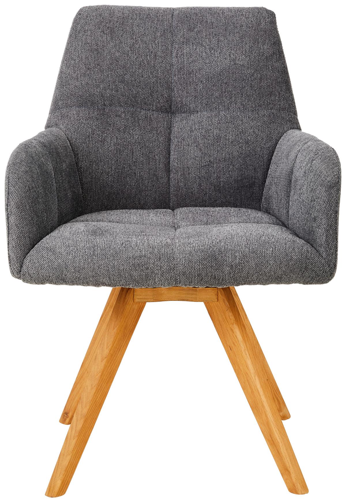 KRZESŁO Z PODŁOKIETNIKAMI PISA - kolor dębowy/antracytowy, Konventionell, drewno/tkanina (62/87,5/68,5cm) - Linea Natura