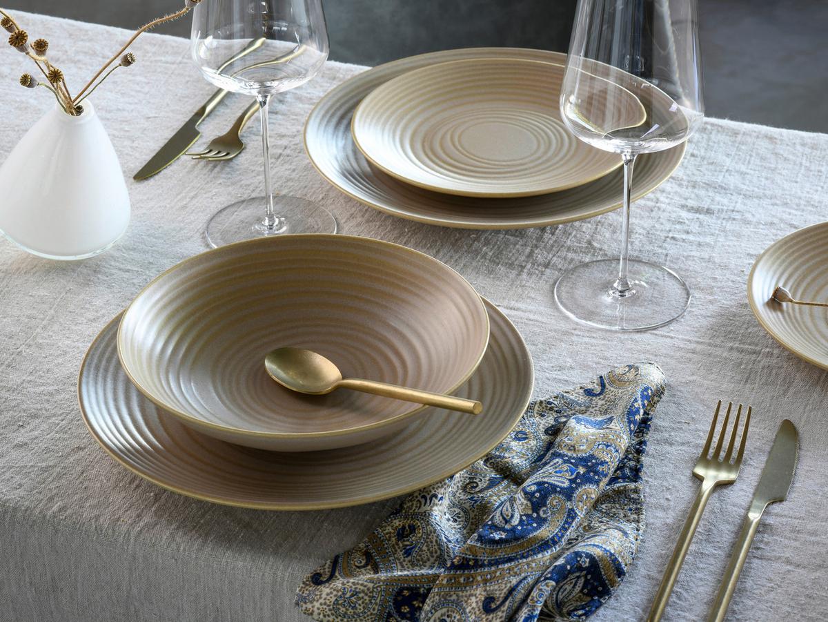 Kombinirani Servis Lava Stone Sand, 12-Delni - peščene barve, Basics, keramika - Creatable